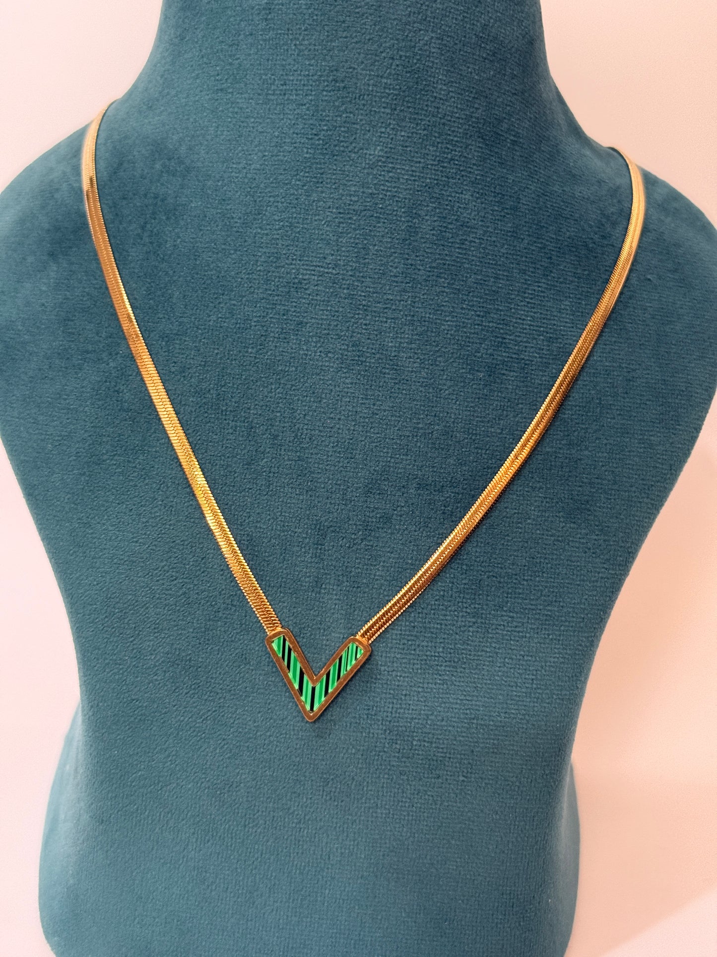 The Cleo Malachite Chevron Necklace