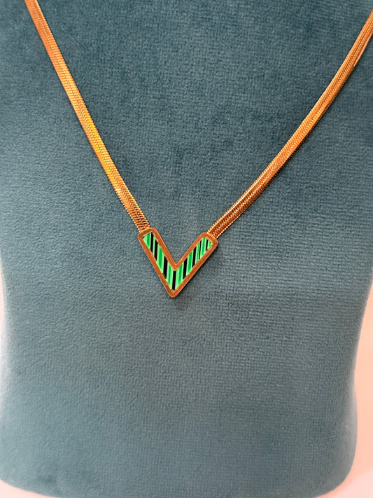 The Cleo Malachite Chevron Necklace