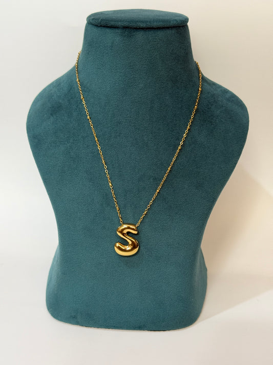 The Aurelia Puffed S Initial Necklace