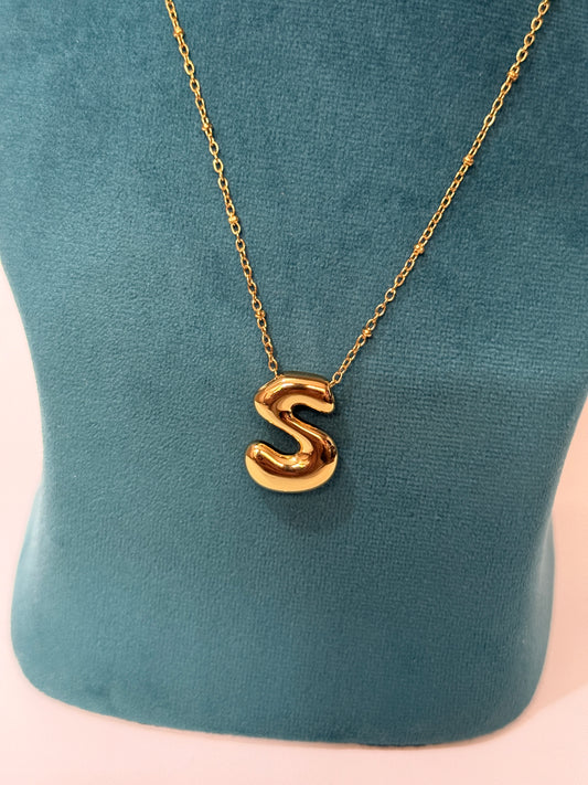 The Aurelia Puffed S Initial Necklace