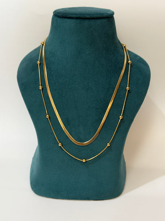 The Sienna Herringbone Layered Necklace