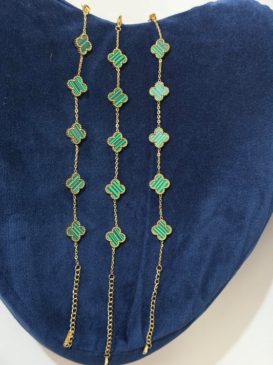 The Fortuna Malachite Clover Bracelet
