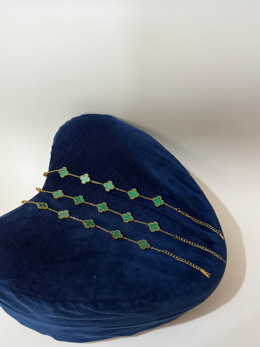 The Fortuna Malachite Clover Bracelet