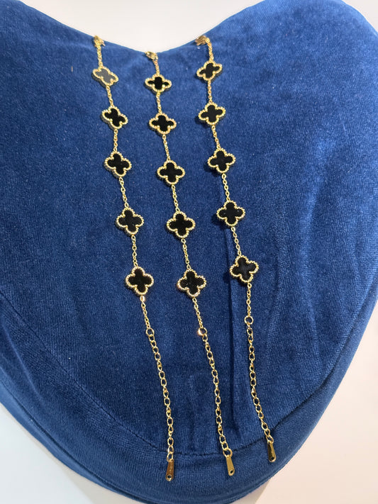 The Fortuna Onyx Clover Bracelet