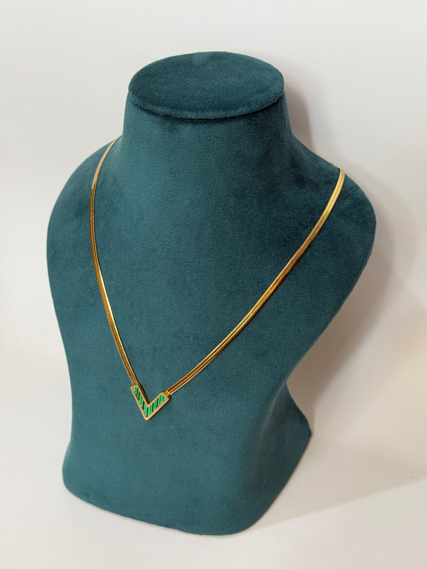 The Cleo Malachite Chevron Necklace